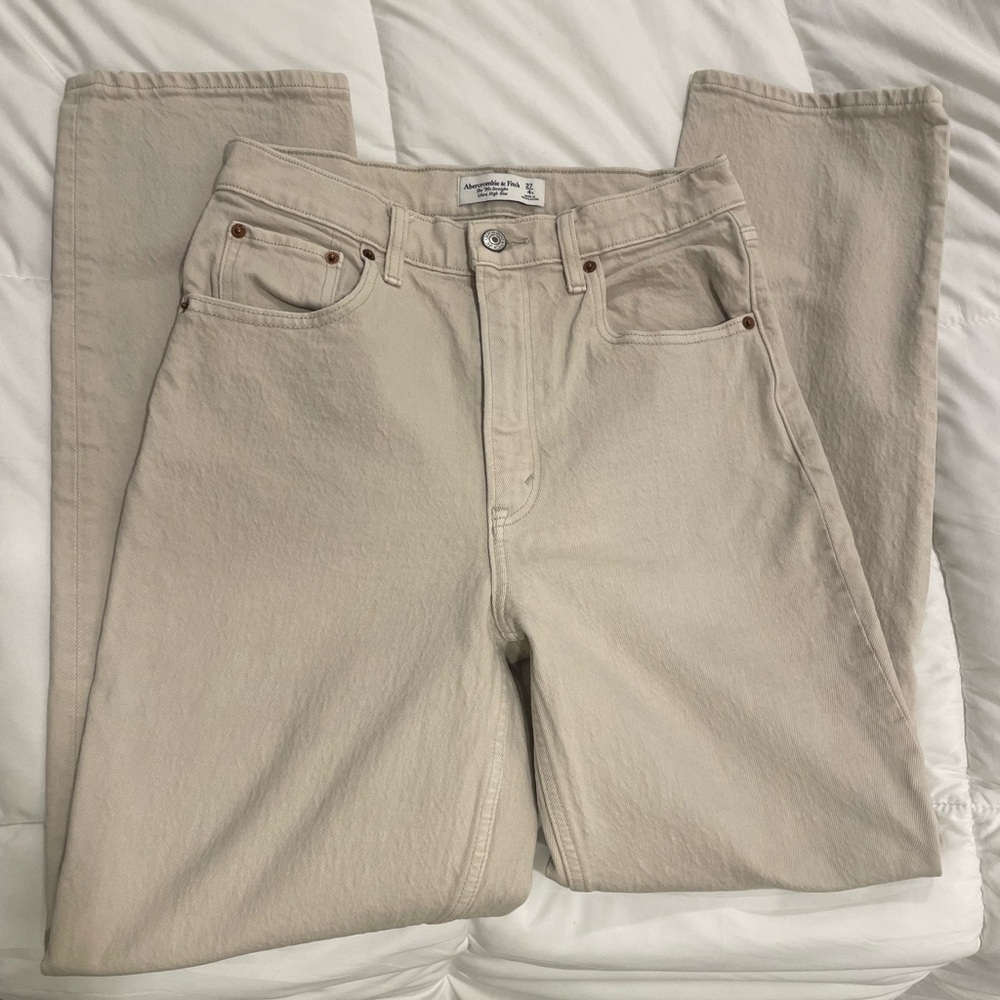 Abercrombie & Fitch Cream Ultra High Rise Jeans
